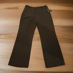 NWT RAFAELLA Stretch Brown Pinstripe CAREER WIDE LEG PANTS SIZE 14 ($65 MSRP)